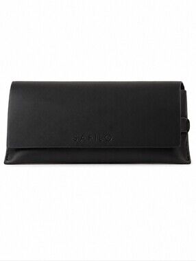 Safilo Black Leather Eyeglass Sunglasses Case Logo Flap